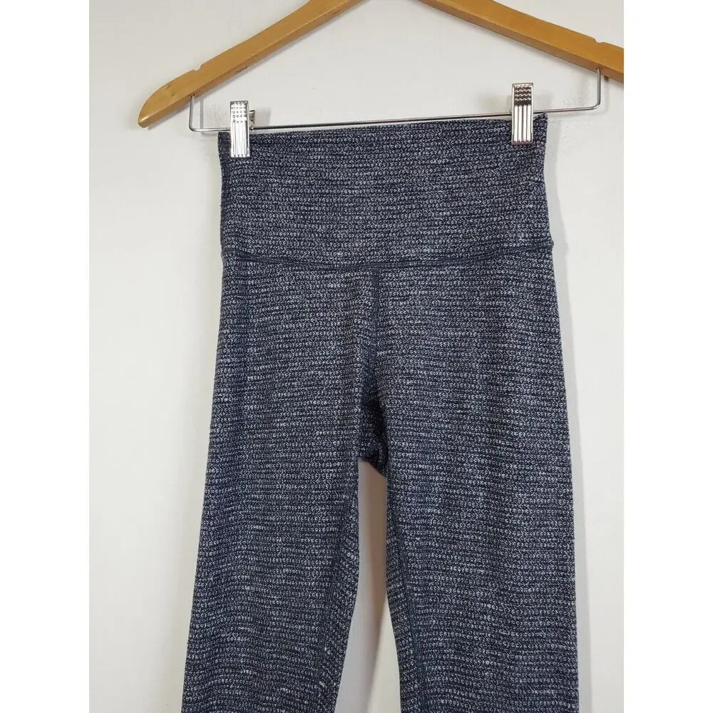 Lululemon Womens 4 Wunder Under Super High Rise Leggings 28” Black White LWAZ9SP